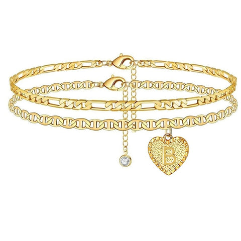 Kravice Zircon Diamon A-Z Letter Gold Plated Anklet