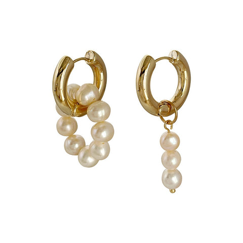 Minerva Round Pearls Drop Earrings