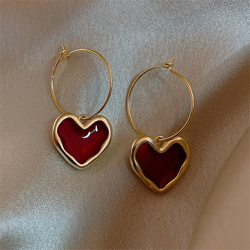Genoa Burgundy Gold Plated Lovable Earrings