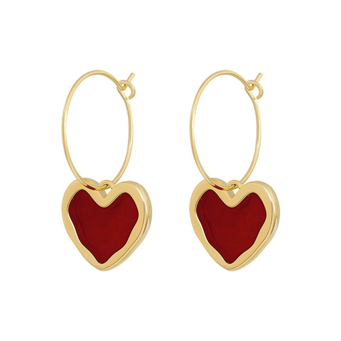 Genoa Burgundy Gold Plated Lovable Earrings