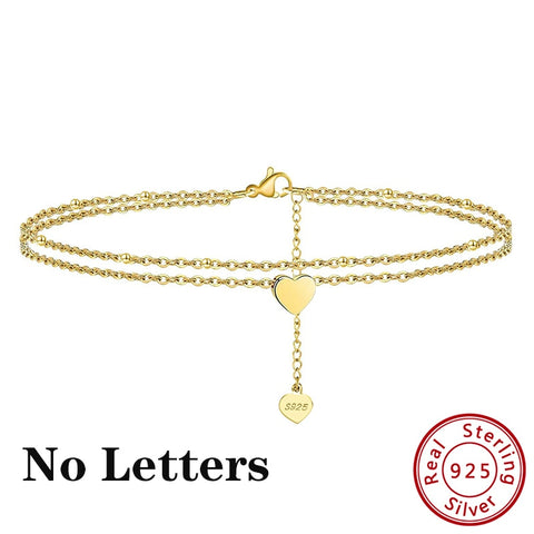 Salta 925 Sterling Silver Letter 14K Gold Ankle Chain