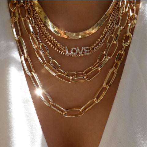 Bohemia Multilayer Moon Gold Color Pendant Necklaces