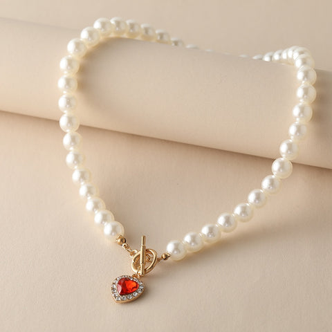 Fortaleza Pearl Ruby Necklace with Zircon Diamond