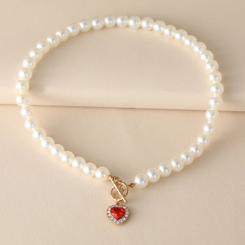 Fortaleza Pearl Ruby Necklace with Zircon Diamond