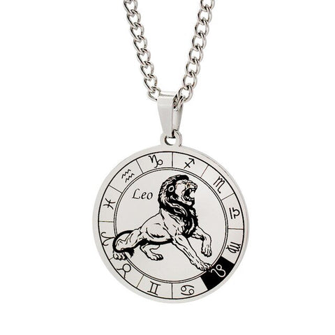 Zodiac Pendant Necklace Men Women Horocope Jewelry